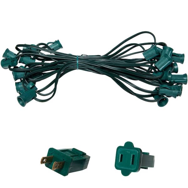 Wintergreen Lighting 25 ft. C7/E12 Green Wire Socket Stringer with 12 in. Spacing