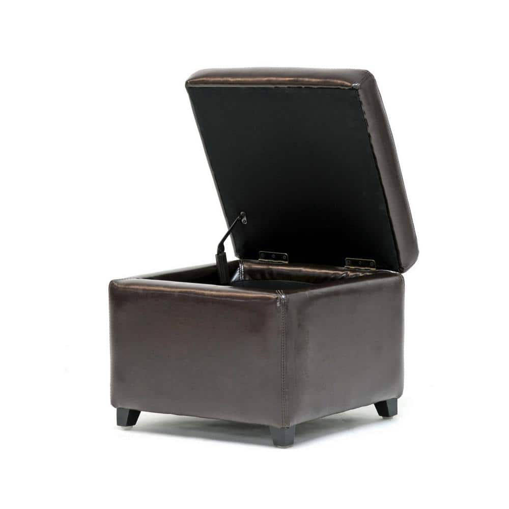 Baxton Studio Dark Brown Faux Leather Storage Cube Ottoman