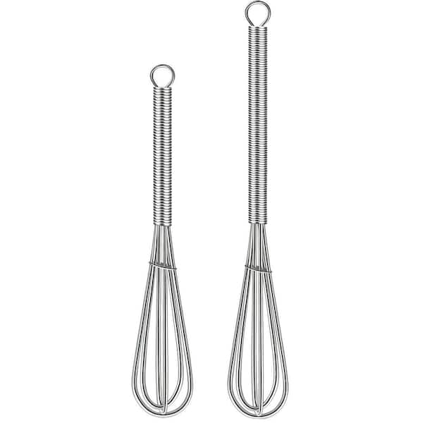 Stainless Steel Mini Whisk with 5 in. and 7 in. for Whisking, Beating, Blending Ingredients, and Mixing Sauces (2-Pack)
