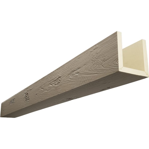 Ekena Millwork Endurathane 8 in. H x 6 in. W x 12 ft. L Knotty Pine Rustic Taupe Faux Wood Beam