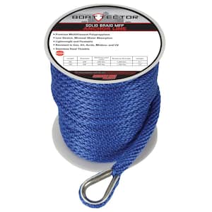 3/8 in. x 100 ft. BoatTector Solid Braid MFP Anchor Line with Thimble in Royal Blue