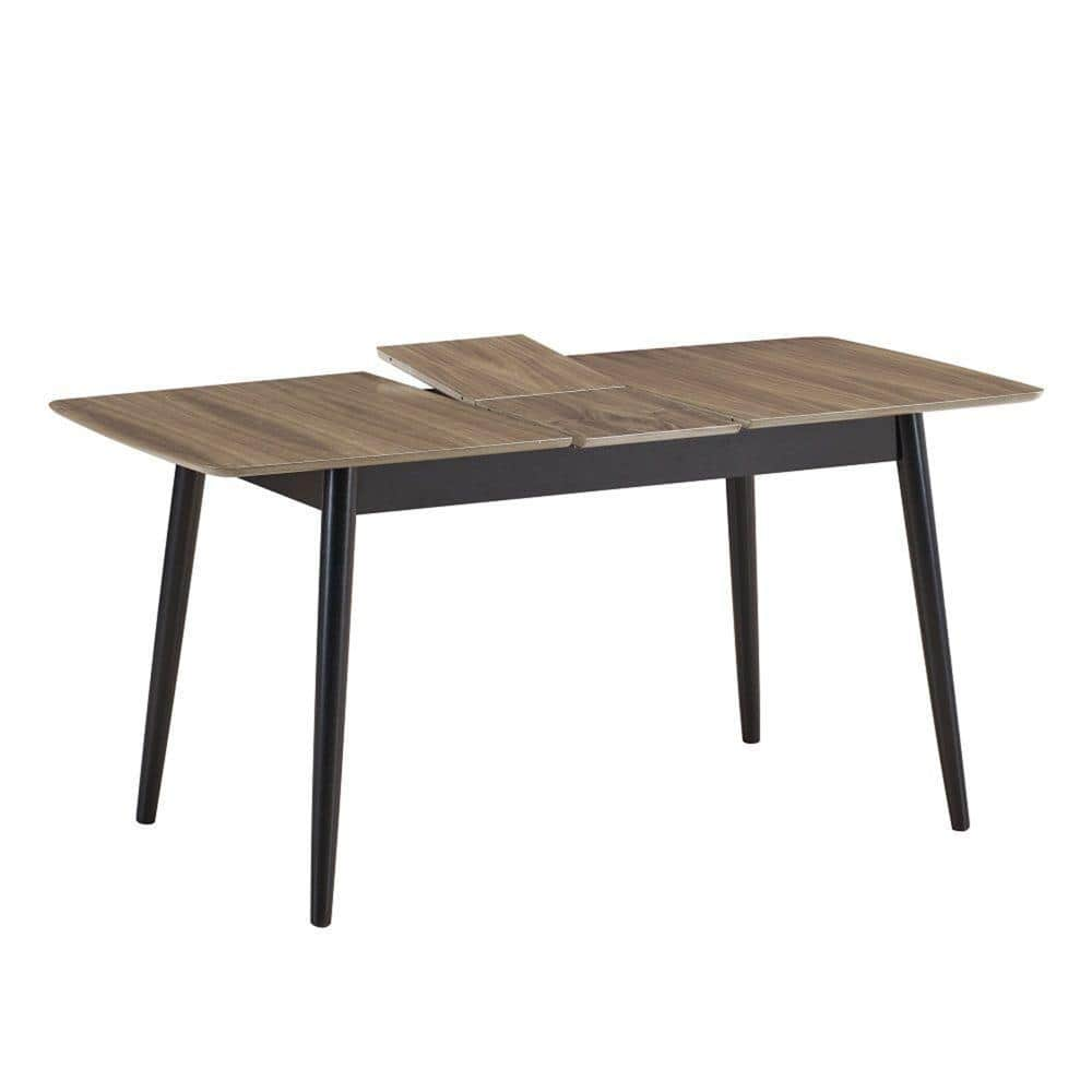 Benjara 32 In. Brown And Black Wood Top Pedestal Dining Table (Seat Of ...