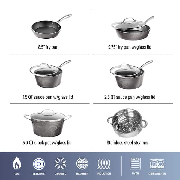 10 Pieces Pots And Pans Granite Stone Cookware Set Non Stick Pot