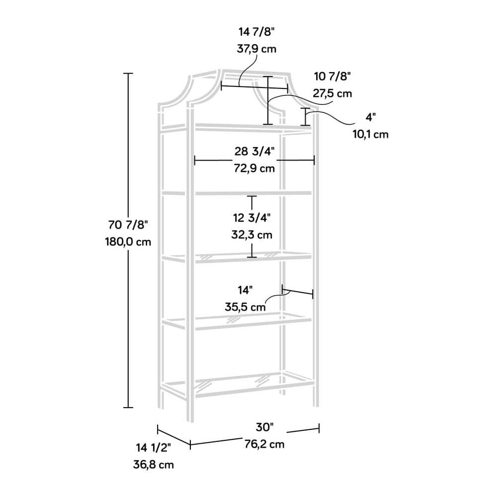 Harvey Park 66'' Black Metal and Glass 5-Shelf Bookcase