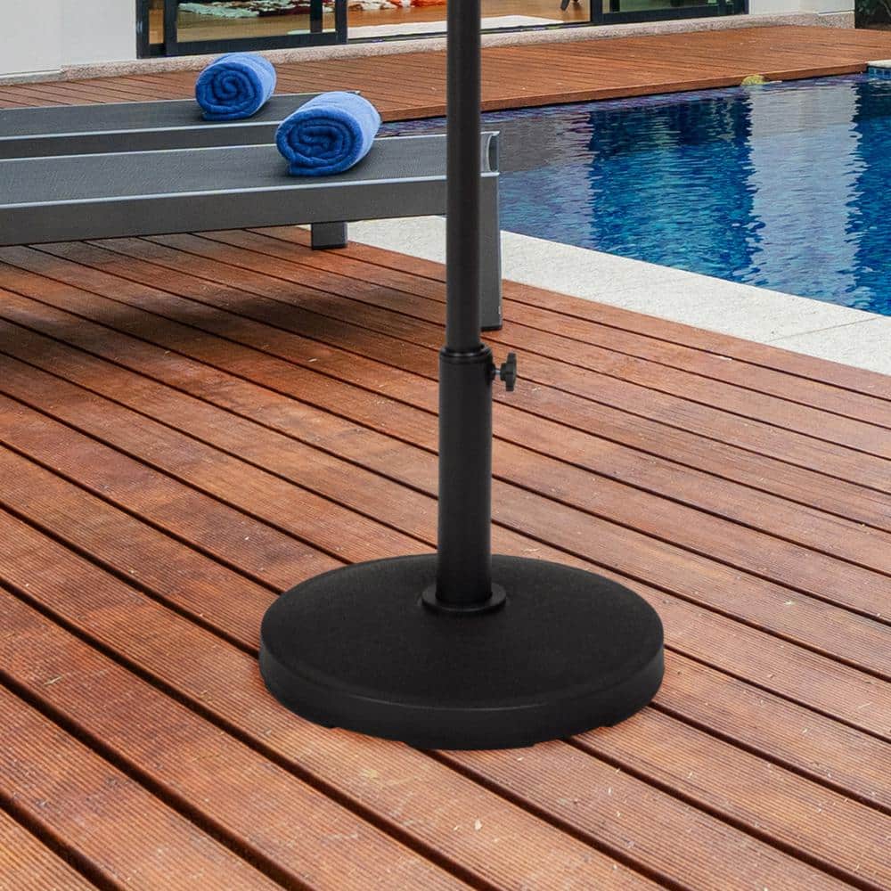 Black Round Concrete Outdoor Umbrella Base, 26 lbs