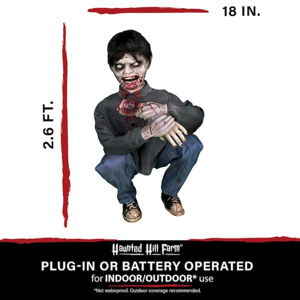 Haunted Hill Farm - 31 in. Limb Eating Zombie Boy by Tekky, Indoor or Covered Outdoor Premium Halloween Animatronic