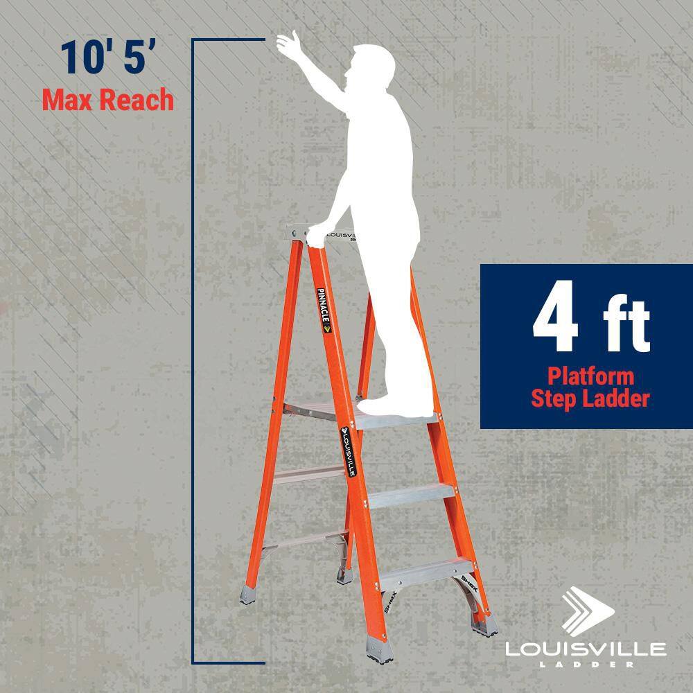 4 ft Orange Fiberglass Pinnacle Platform Ladder with 300 lbs Capacity