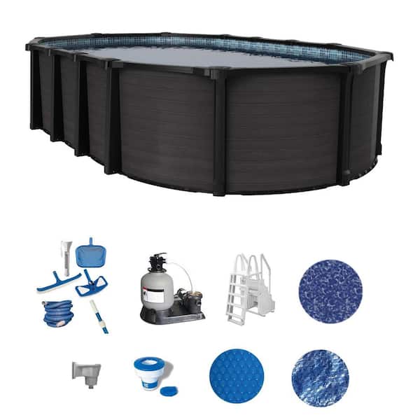 Bimini 18 ft. x 33 ft. Oval 52 in. Deep Hard Sided Above Ground Deluxe Pool Package