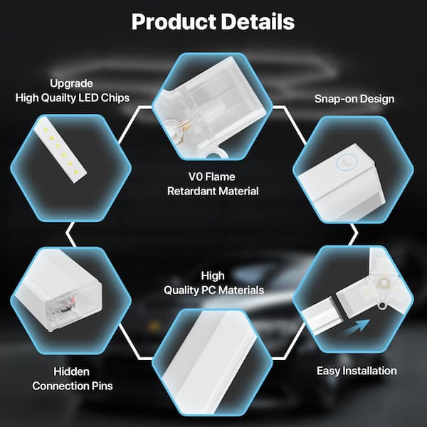 BIBIVIS White Gen 2 Hexagon Garage Light 581-Watt 58100LM 22 Grid