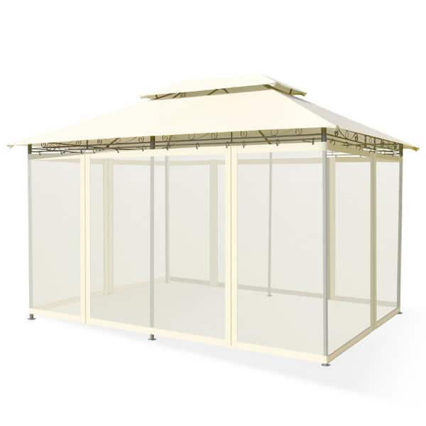 10 ft. x 13 ft. Beige Tent Canopy Shelter with Removable Netting Sidewall