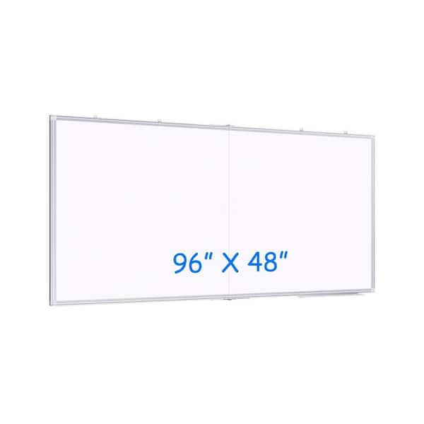 Bulletin Boards 96 x 48 inches Whiteboard, White Board Dry Erase Foldable Wall-Mounted Aluminum Frame Erase Board