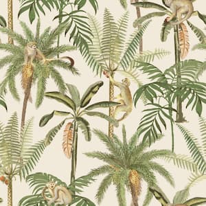 Climbing in the Trees Tropical Wallpaper White Paper Strippable Roll (Covers 57 sq. ft.)