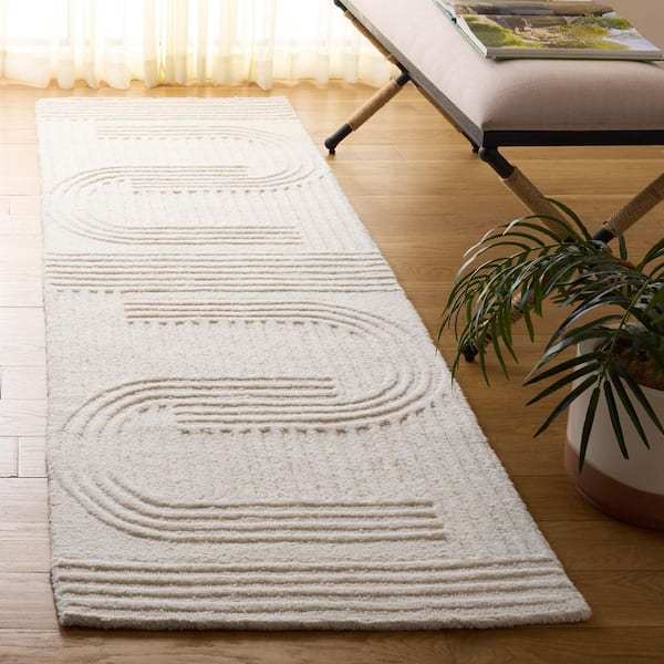 Metro 2 ft. x 8 ft. Ivory Geometric Runner Rug