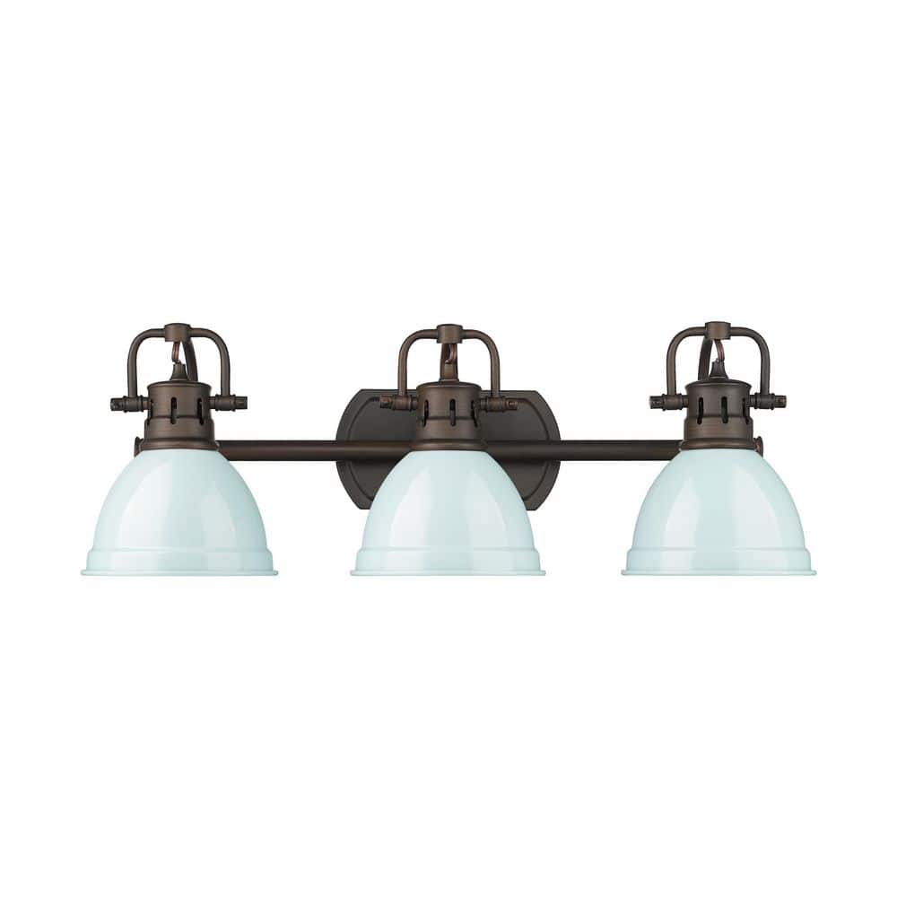 Duncan 8.25 in. 3 Light Rubbed Bronze Vanity Light with Seafoam Shade price history on PriceWatchPro