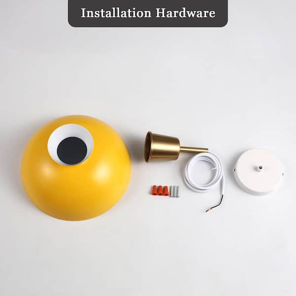 しょってぃ ADSENSTY 1-Light Simple Yellow Single Dome Pendant Light with