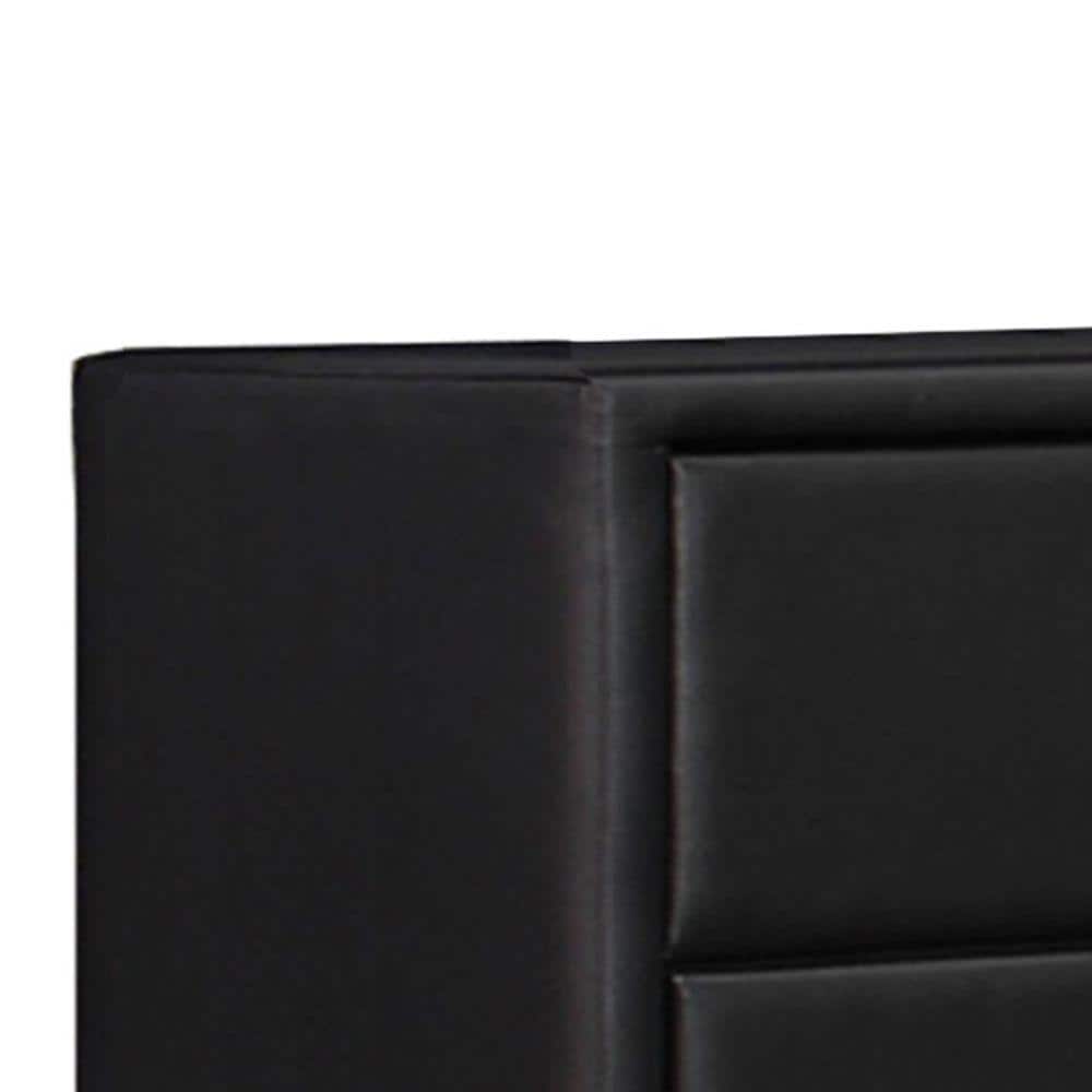 Transitional Black Faux Leather 5-Drawer Chest with Silver Pulls