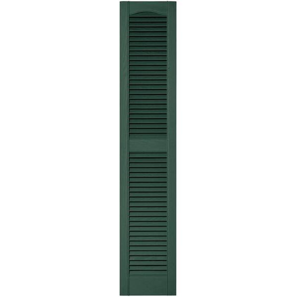 Builders Edge 12 in. x 60 in. Louvered Vinyl Exterior Shutters Pair in #028 Forest Green