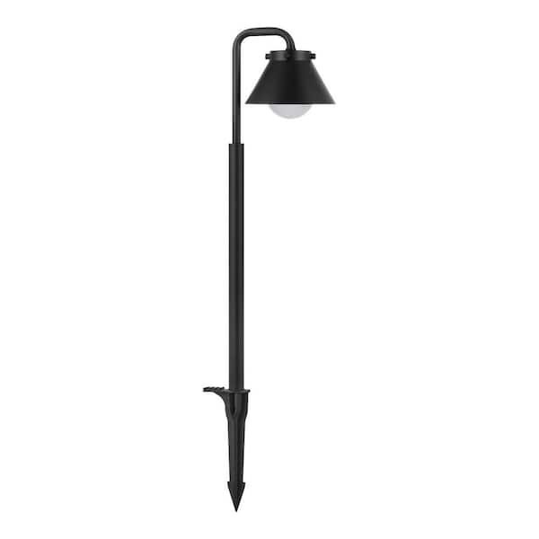 Hampton Bay Ludlow Low Voltage Black Hardwired LED Weather Resistant Path Light With Frosted Plastic Shade