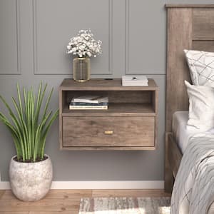 Hanging 2-Piece Drifted Gray 1-Drawer Nightstand Bedroom Set
