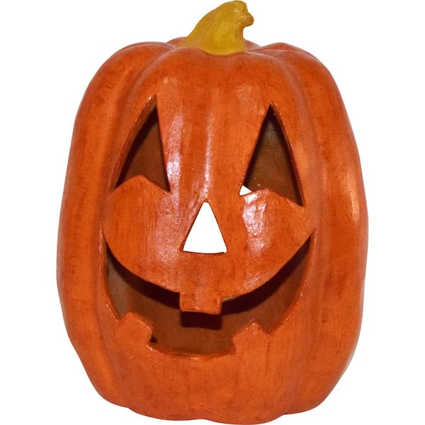 Merrily 16 in. H x 12 in. Dia Halloween Tabletop Jack-O-Lantern, Orange