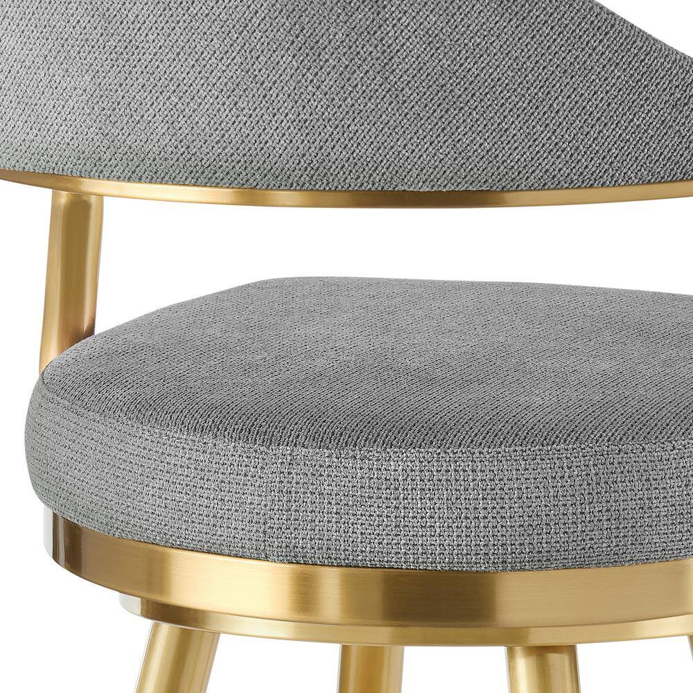 Justin 26" Gray Swivel Counter Stool with Gold Metal Frame