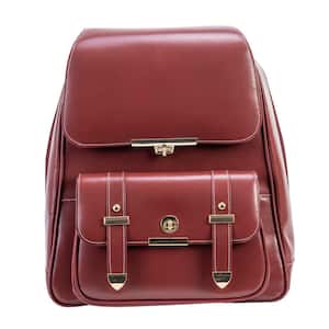 Maryville, 14 in. Red Leather Business Laptop Tablet Backpack, 99576