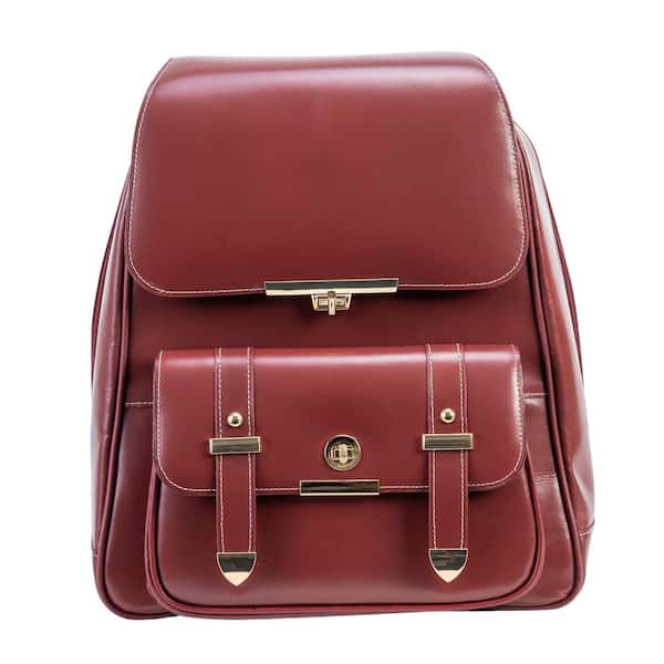 McKLEIN Maryville, 14 in. Red Leather Business Laptop Tablet Backpack, 99576
