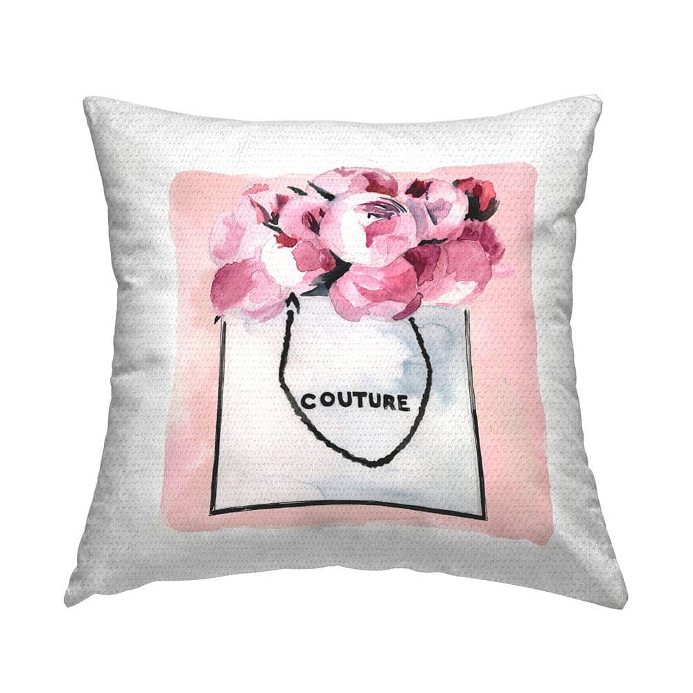 Pink Peony Flower Bouquet Fashion Couture Vase Pink Square Outdoor Throw Pillow price history on PriceWatchPro