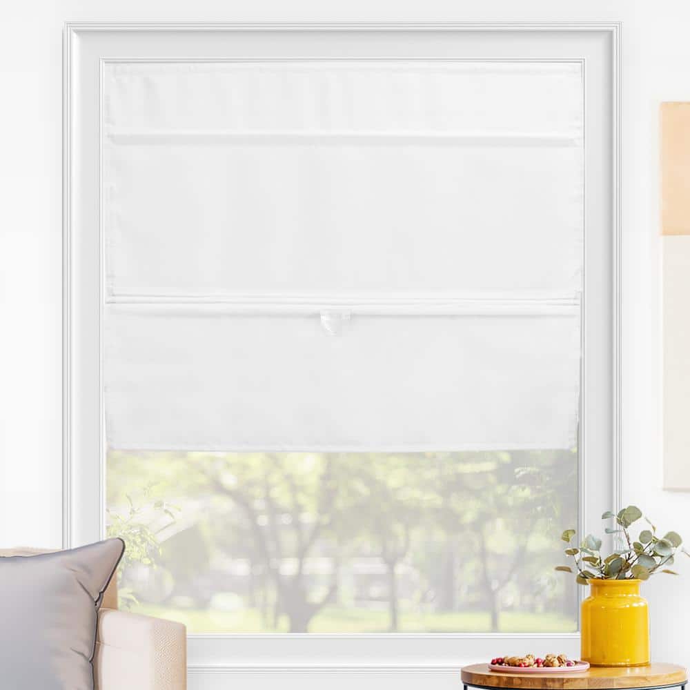 Runway White Cordless Fabric Roman Shades 36"W x 64"H
