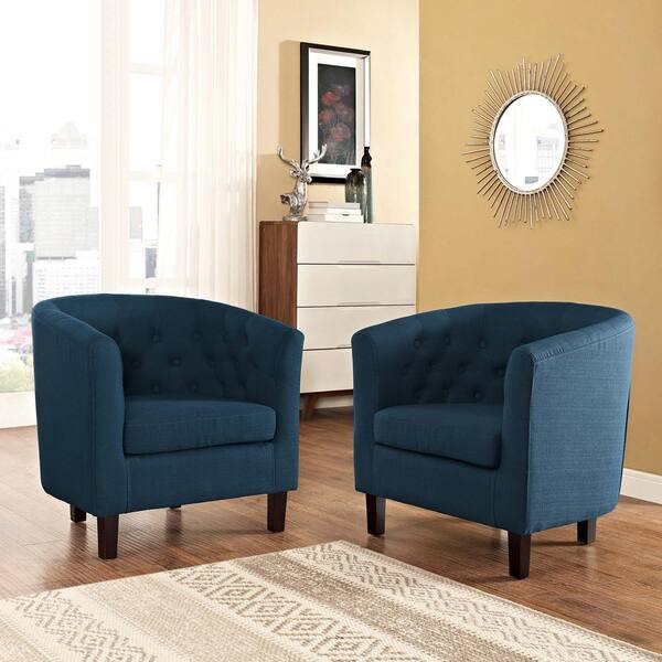 MODWAY Prospect Upholstered Fabric Contemporary Modern 2 Armchairs in Azure