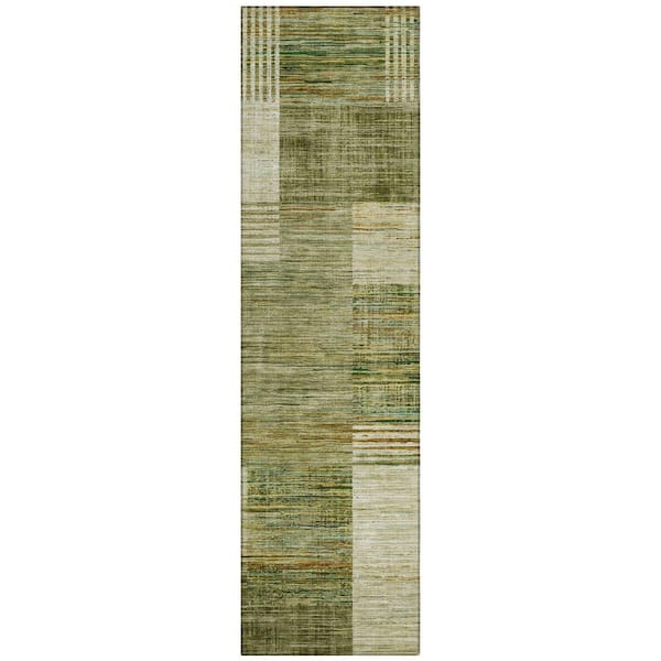 Chantille Machine Washable Indoor/Outdoor Abstract ACN2149 Aloe 2 ft. 3 in. x 7 ft. 6 in. Runner Rug
