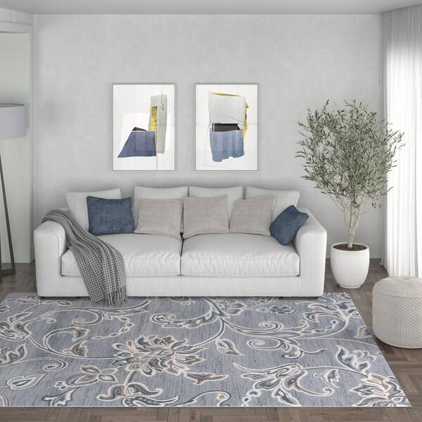 Madison Floral Gray 2 ft. x 8 ft. Indoor Runner Rug