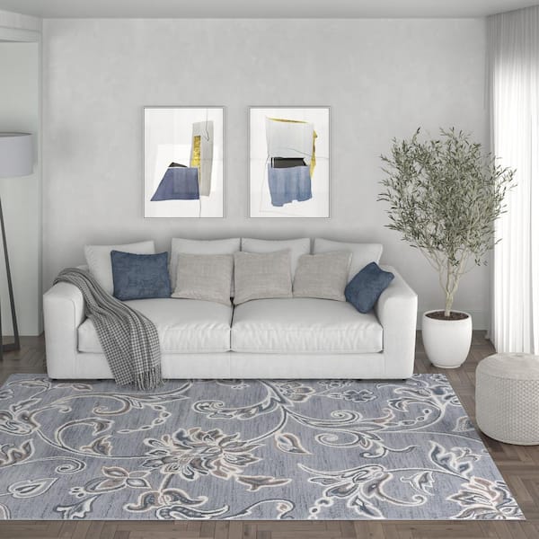 Madison Floral Gray 8 ft. x 10 ft. Indoor Area Rug
