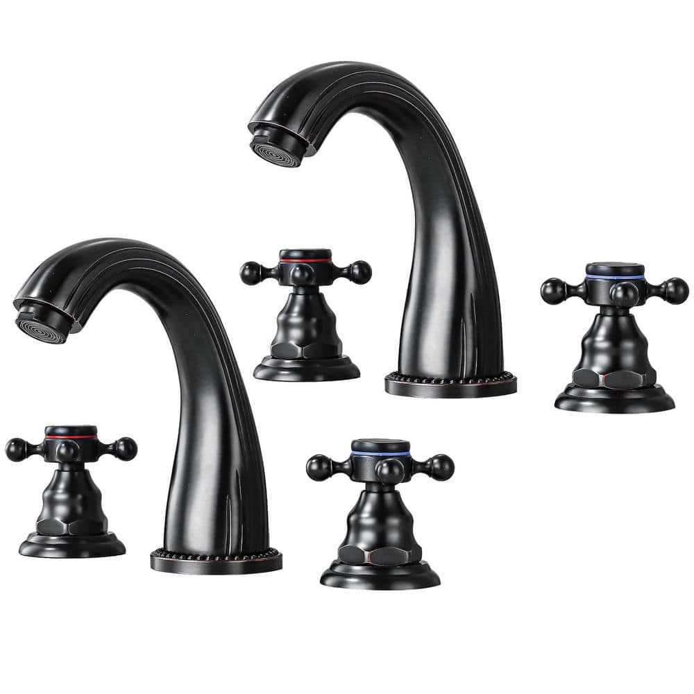 2 Handles 8 in. Widespread Bathroom Faucet 3-Hole Bathroom Sink Faucet in Oil Rubbed Bronze(2-Pack) price history on PriceWatchPro