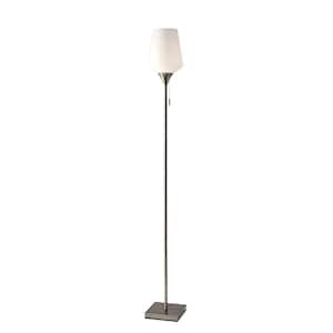 71 in. Silver 1 Light 1-Way (On/Off) Torchiere Floor Lamp for Liviing Room with Acrylic Novelty Shade