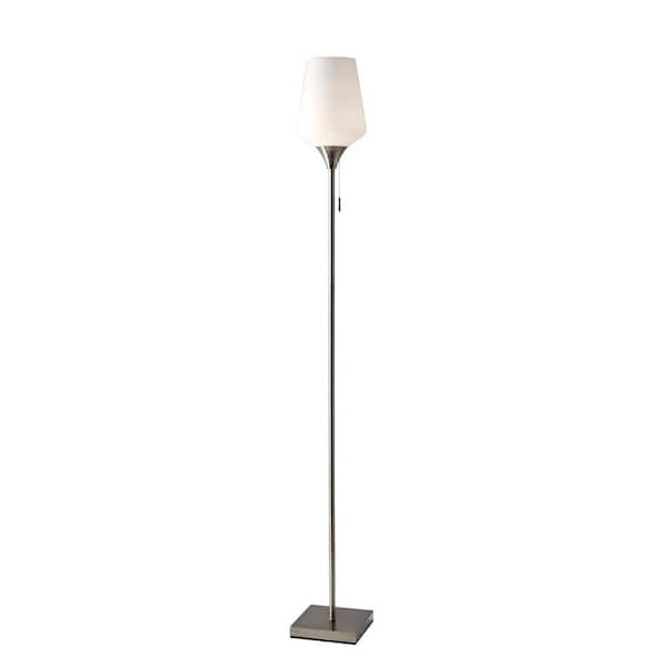 HomeRoots 71 in. Silver 1 Light 1-Way (On/Off) Torchiere Floor Lamp for Liviing Room with Acrylic Novelty Shade
