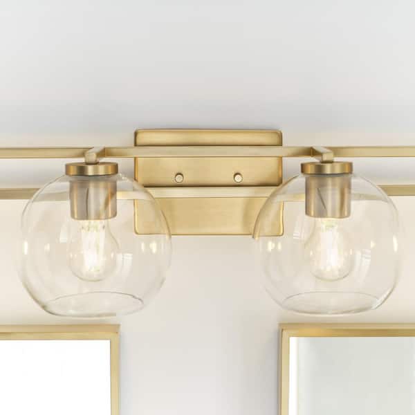 Generation Lighting - Codyn 40 in. 4-Light Satin Brass Vanity Light with Clear Glass Shades