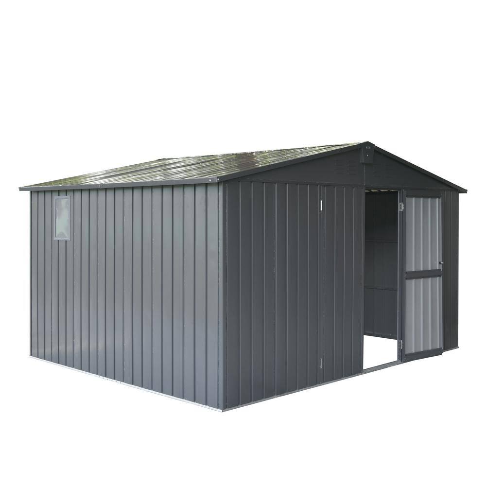 11 ft. W x 9 ft. D Dark Gray Metal Storage Shed with Windows, Utility Tool Storage Room with Lockable Door (99 sq. ft.) price history on PriceWatchPro