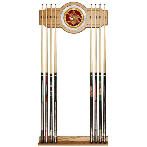 Trademark Anheuser Busch A and Eagle 30 in. Wooden Billiard Cue Rack with Mirror