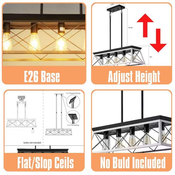 5-Light Farmhouse Chandeliers Pendant for Dining Room in white, Metal Rustic Island Light Fixture