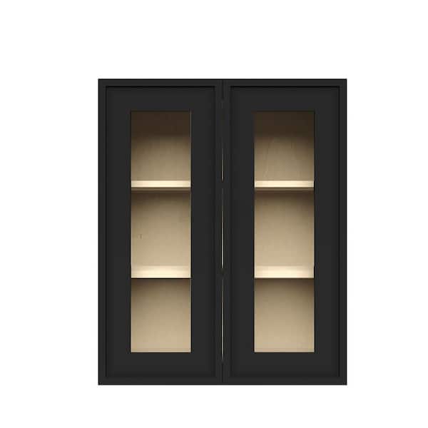Slim Shaker Assembled 30 in. W x 36 in. H x 12 in. D Wall Kitchen Cabinet in Black