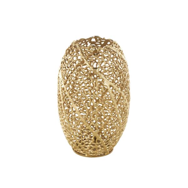 Litton Lane Gold Metallic Coral Inspired Aluminum Metal Abstract Decorative Vase