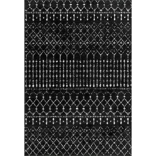 nuLOOM Blythe 6 ft. 7 in. x 9 ft. Black and White Moroccan Indoor Area Rug