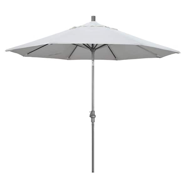 California Umbrella 9 ft. Hammertone Grey Aluminum Market Patio Umbrella with Collar Tilt Crank Lift in Natural Pacifica