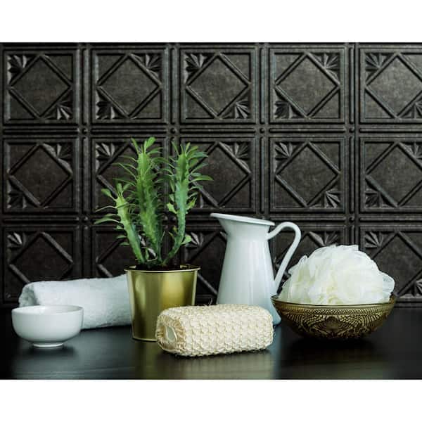 18.5'' x 24.3'' Artnouvo Decorative 3D PVC Backsplash Panels in Smoked Pewter 1-Piece
