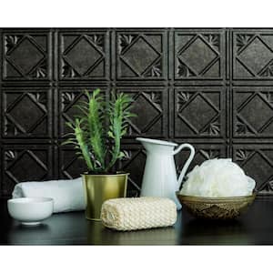 18.5 in. x 24.3 in. Artnouvo Decorative 3D PVC Backsplash Panels in Smoked Pewter 30-Pieces