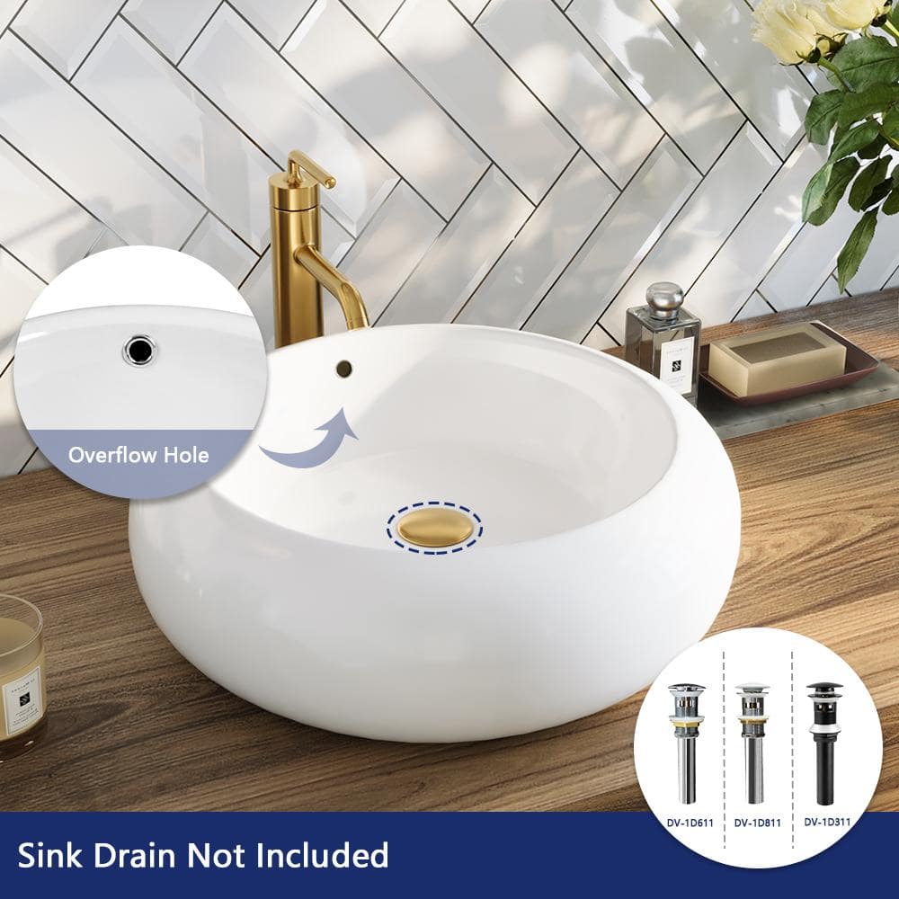 DeerValley 20" Round White Ceramic Vessel Bathroom Sink