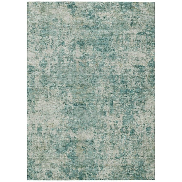 Chantille Machine Washable Indoor/Outdoor Abstract ACN2061 Teal 8 ft. x 10 ft. Area Rug