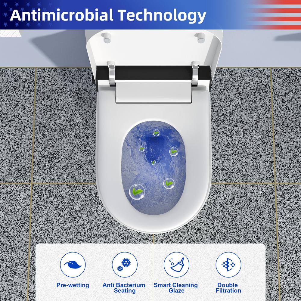 White Elongated Electric Smart Bidet Toilet with Heated Seat and LED Display