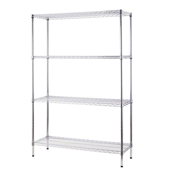Excel 48 in. W x 72 in. H x 18 in. D All Purpose Heavy Duty 4-Tier Wire Shelving, Chrome